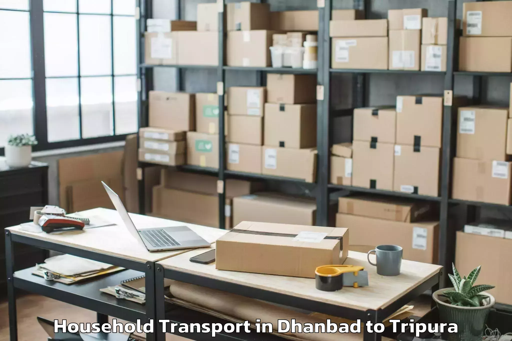 Get Dhanbad to Kamalpur Airport Ixq Household Transport